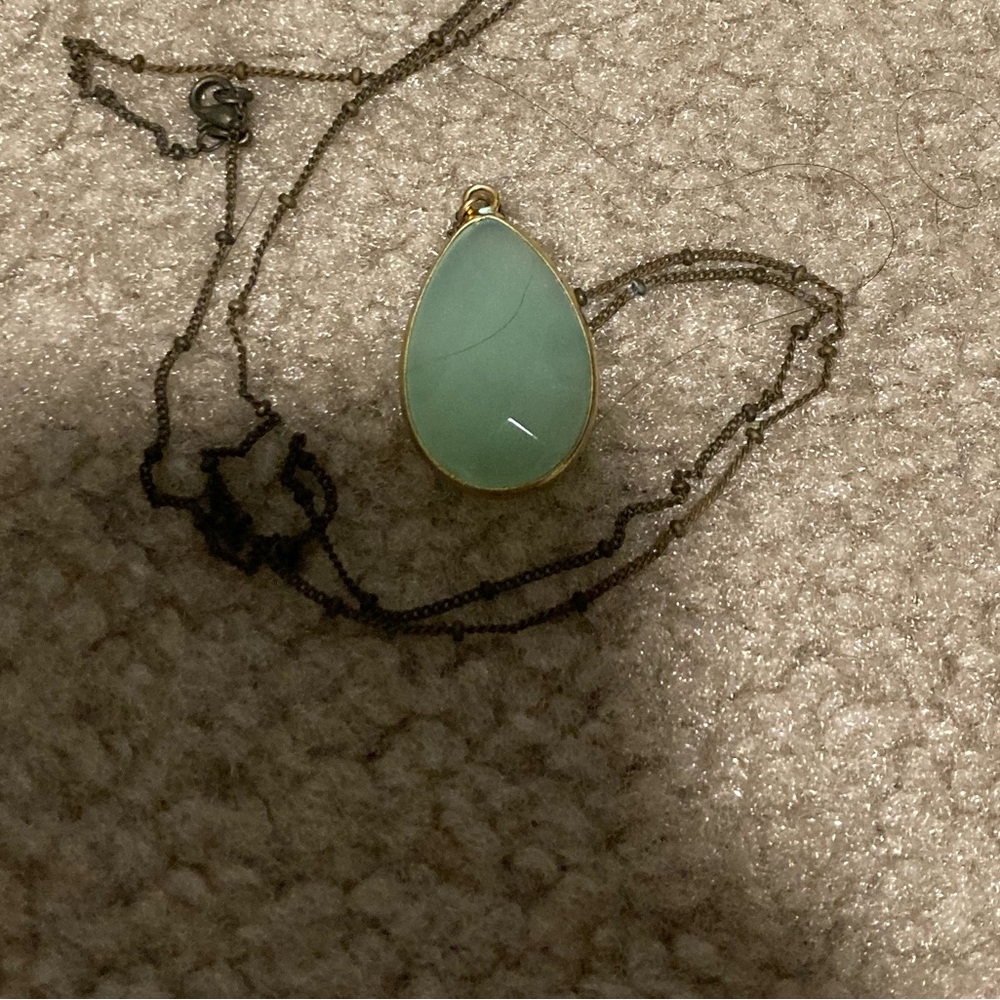 Green chalcedony stone necklace
